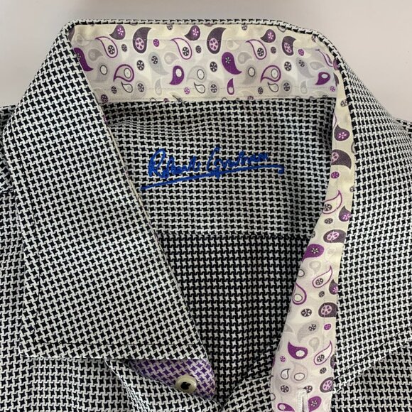 Robert Graham Black White Long Sleeve Button Down Shirt Mens 2XL - Picture 3 of 7